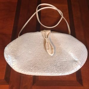 VTG Tan Mesh and Leather Long strap handbag